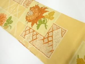 アンティーク　色紙に菊模様刺繍丸帯（材料）